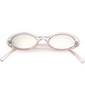 Retro Small Transparent Oval Sunglasses Colored Mirror Lens 48mm (Light Pink / Pink Mirror)