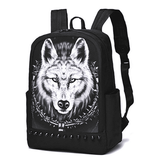 Fashion Backpack 3D Animal Studded Backpack for Women Men Cool Backpack Bookbag, Cool Wolf