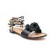 Schutz Womens Kenzie Black Flats Open Toe Flowered Insole Wrap Around Tie Sandal (Black / Natural, 9.5)