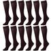 12 Pairs Women Trouser Socks with Comfort Band Stretchy Spandex Opaque Brown Color