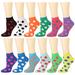 12 Pairs Polka Dots Assorted Colors Women's Ankle Socks Size 9-11