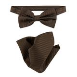 Vesuvio Napoli BowTie Chocolate Brown Stripes Mens Bow Tie & Handkerchief