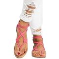 Womens Summer Boho Flip Flops Sandal Cross T Strap Thong Flat Casual Shoes Size