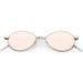 Oval Sunglasses Slim Metal Arms Neutral Colored Mirror Flat Lens 51mm (Gold / Pink Mirror)