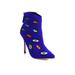 Isa Tapia Juliette Embroidered Eyes and Stars Suede Point-Toe Booties - Blue