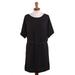 'Cotton Knitted Belted T-Shirt Dress in Black from Peru'