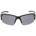 Semi Rimless Wrap Sports Sunglasses Polarized Rectangle Lens 66mm (Matte Black / Smoke)