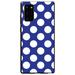 DistinctInk Case for Samsung Galaxy Note 20 (6.7 Screen) - Custom Ultra Slim Thin Hard Black Plastic Cover - White & Dark Blue Polka Dots