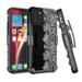 Capsule Case Compatible with iPhone 12 Pro Max [Military Grade Protection Shockproof Heavy Duty Kickstand Holster Protective Black Case] for iPhone 12 Pro Max 6.7 inch (Black Lace)