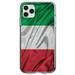 DistinctInk Clear Shockproof Hybrid Case for iPhone 11 (6.1 Screen) - TPU Bumper Acrylic Back Tempered Glass Screen Protector - Italian Flag Italy Waving Red White Green - Show Your Love of Italy