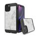 Capsule Case Compatible with iPhone 12 Pro Max [Shock Defender Hybrid Slim Design Protective Black Case Cover] for iPhone 12 Pro Max 6.7 inch (White Marble Print)