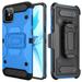 Apple iPhone 12 Mini Phone Case Hybrid Swivel Belt Clip Holster Kickstand Heavy Duty Bumper Armor Rugged Cover for iPhone 12 Mini /5.4 by Xcell [Blue]