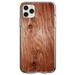 DistinctInk Clear Shockproof Hybrid Case for iPhone 12 / 12 PRO (6.1 Screen) - TPU Bumper Acrylic Back Tempered Glass Screen Protector - Orange Weathered Wood Grain Print - Printed Wood Grain Image