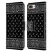 Head Case Designs Classic Paisley Bandana Square Black Leather Book Wallet Case Cover Compatible with Apple iPhone 7 Plus / iPhone 8 Plus