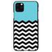 DistinctInk Case for iPhone 12/12 PRO (6.1 Screen) - Custom Ultra Slim Thin Hard Black Plastic Cover - Black White Blue Chevron - Black White Chevron Stripes