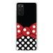 DistinctInk Clear Shockproof Hybrid Case for Galaxy S20 PLUS / 5G (6.7 Screen) - TPU Bumper Acrylic Back Tempered Glass Screen Protector - Black White Polka Dot Red Bow Minnie
