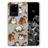 FINCIBO Silver Glitter Case Sparkle Bling TPU Cover for Samsung Galaxy S20 Ultra 6.9 2020 (NOT FIT Samsung Galaxy S20/Galaxy S20+ Plus/Galaxy S20 FE 2020) English Bulldog Funny Playful Postures