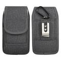 Luxmo Vertical LG Q70 Belt Clip Holster - Rugged Nylon Phone Pouch Carrying Case (2 Card Slots/Pen Holder) and Atom Wipe - Dark Gray