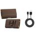 Bemz Accessory Bundle for Alcatel TETRA - PU Leather Belt Holster Card Slot Carry Case (Brown) with Durable Fast Charge/Sync Micro USB Charger Cable (3.3 Feet) and Atom Cloth