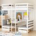 AOOLIVE Twin Size Functional Loft Bed with Cushions,white