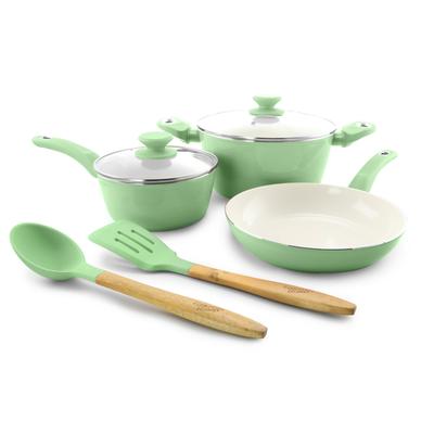 Gibson Home Plaza Cafe 7Pc Essential Core Aluminum Cookware Set Mint