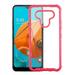 LG K51 Phone Case Hybrid Cover with [TPU Cushion] Enhanced Hand-Grip TPU Soft Cushion Frame Transparent Clear Shock-Absorbing Armor Rubber Bumper Back PC Hard RED PINK Cover for LG K51 /LG Reflect