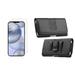 Bemz Holster Bundle for Apple iPhone 12: Horizontal Executive Series PU Leather Phone Carrying Pouch Belt Holster with Tempered Glass Screen Protector - Black