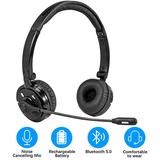 LUXMO Trucker Bluetooth Headset with Noise canceling Microphone Wireless Bluetooth Headset Over The Head Earpiece for iOS & Android Mobile Phone Skype Truck Drivers Call Center