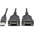 Tripp Lite 6ft 2-Port USB to DB9/ RS 232 Serial Adapter FTDI w/ COM Retention - Serial adapter - USB - RS-232 x 2 - black