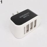 Grofry Triple USB Ports Travel Charger for Phone Tablet 3 Ports Power Charger Adapter Black