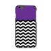 DistinctInk Case for iPhone 6 / 6S (4.7 Screen) - Custom Ultra Slim Thin Hard Black Plastic Cover - Black White Purple Chevron - Black White Chevron Stripes