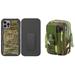 Bemz Holster Case Bundle Designed for iPhone 12 Mini: Rugged Protector Belt Clip Kickstand Armor Cover with EDC MOLLE Pouch and Touch Tool - Green Camo/Army Camo