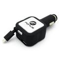 Retractable 4.8Amp Rapid Car DC Charger Dual USB Port Micro-USB Power Adapter Black OWZ for LG Stylo 3 Plus Tribute 2 5 HD Volt 2 X Charge Power Venture - Microsoft Lumia 650