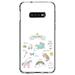 DistinctInk Clear Shockproof Hybrid Case for Samsung Galaxy S10e (5.8 Screen) - TPU Bumper Acrylic Back Tempered Glass Screen Protector - Magic Collection White - Unicorn Rainbow