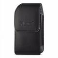 VERTICAL LEATHER POUCH TREO 650-BLACK WITH MEGNETIC AND BELT CLIP (4.4X2.3X0.9 INCHES)