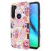 Motorola Moto G Stylus Phone Case Marble Design Pattern Dual Layer & TPU Rubber Silicone Protective Hybrid Armor Heavy Duty Grip Shockproof Cover [PINK ROSES FLORAL] for MOTOROLA Moto g stylus (2020)