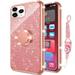 Compatible for Apple iPhone 12 Case iPhone 12 Pro Case SOGA Glitter Diamond Rhinestone TPU Phone Cover with Ring Stand and Lanyard Girls Women Cover (Rose Gold)