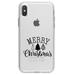 DistinctInk Clear Shockproof Hybrid Case for iPhone XS Max (6.5 Screen) - TPU Bumper Acrylic Back Tempered Glass Screen Protector - Merry Christmas Doodle Trees
