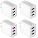 Wall Charger Plug 4-Pack 3.1A 3-Muti Port USB Adapter Power Plug Charging Station Box Base Replacement for iPhone 11 Pro Max/X/8/7 iPad Samsung Phones and More USB Wall Charging Block