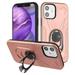 Apple iPhone 12 Mini /5.4 Phone Case Hybrid Dual Layers Armor Rugged Shockproof for Car Magnetic Mount with Beers Bottle Opener & Ring Holder Kickstand Design Cover [ROSE GOLD] for iPhone 12 Mini