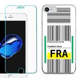 For Apple iPhone 7 / iPhone 8 Case Slim-Fit TPU Phone Case with Tempered Glass Screen Protector by OneToughShield Â® - Airport Tag / Frankfurt