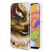 Samsung Galaxy A01 Phone Case Premium Graphic Pattern Marbling Design Hybrid Thin Soft TPU Rubber & Hard Bumper Cushion Armor Protective Marble Cover [Original Stone Brown Gold] for Samsung Galaxy A01