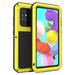 Dteck Case For Samsung Galaxy A71 4G (6.7 inch) Shockproof Armor Rugged Rubber Metal Aluminum Tempered Glass Screen Protective Hybrid Back Phone Case Cover Yellow