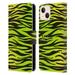 Head Case Designs Mad Prints Yellow Green Zebra Leather Book Wallet Case Cover Compatible with Apple iPhone 13