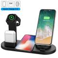 Wireless Charger 4 in 1 Wireless Charging Dock for Apple Watch and Airpods Charging Station for Multiple Devices Qi Fast Wireless Charging Stand Compatible iPhone X/XS/XR/Xs Max/8/8 Plus (Black)