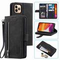 Dteck Case For iPhone 11 Pro Max 6.5 inch 2019 Luxury PU Leather 9 Card Holder Flip Magnetic Wallet Purse Case with Zipper Coin/Cash Pocket Fold Stand black