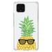 DistinctInk Clear Shockproof Hybrid Case for Google Pixel 4 XL (6.3 Screen) - TPU Bumper Acrylic Back Tempered Glass Screen Protector - Pineapple Top with Shades