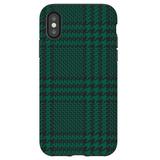 Screenflair Designer Case for iPhone XS Max | Lightweight | Dual-Layer | Drop Test Certified | Wireless Charging Compatible - Green Black Houndstooth Design