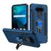 LG Harmony 4 Phone Case Ring Stand Hybrid Rugged Heavy Duty Armor Rubber TPU 2 layers with Car Air Vent Grip Mount Rotation Ring Stand Holder fit Magnetic Car Mount [BLUE] Cover for LG Harmony 4