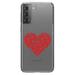 DistinctInk Clear Shockproof Hybrid Case for Galaxy S21+ PLUS 5G (6.7 Screen) - TPU Bumper Acrylic Back Tempered Glass Screen Protector - Red Floral Heart Clear